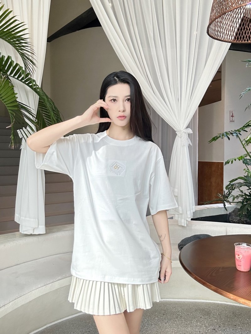 White Oversized Short Sleeve T-Shirt with Pleated Hem view