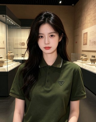Prada Triangle Logo Polo Shirt Sage Green view 9