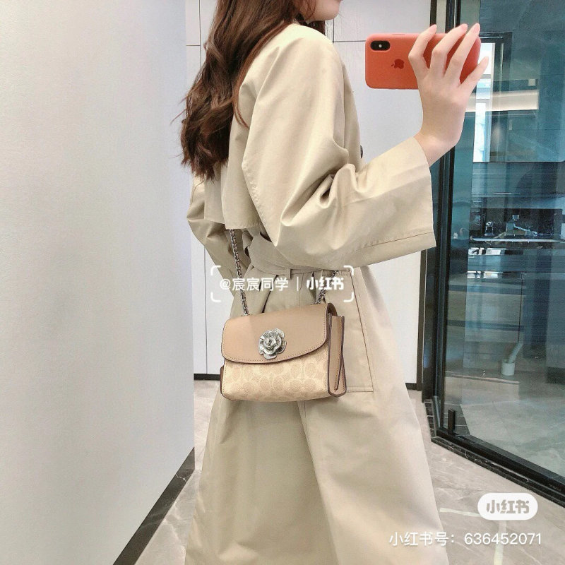 Cream Leather Chain Shoulder Bag with Metal Lion Detail view