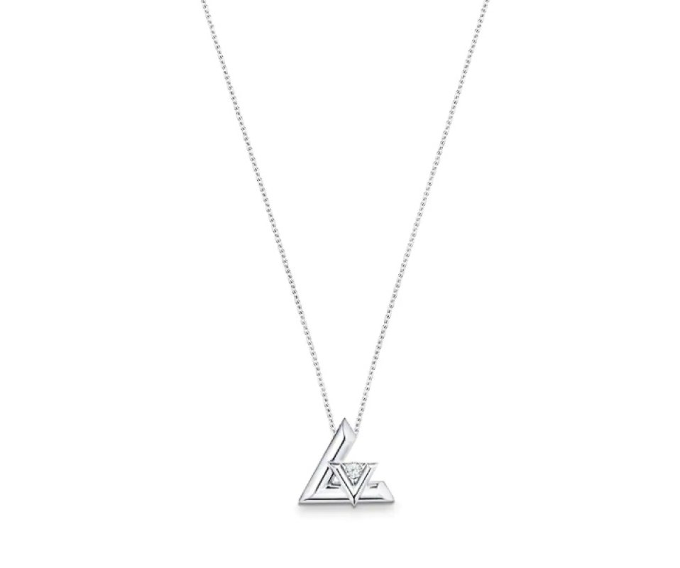Louis Vuitton Double V Diamond Pendant Necklace Silver