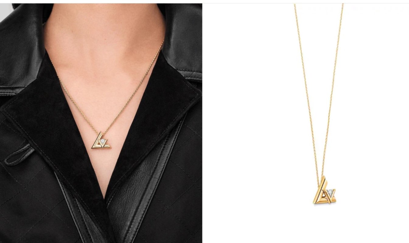 Louis Vuitton Double V Diamond Pendant Necklace Silver view