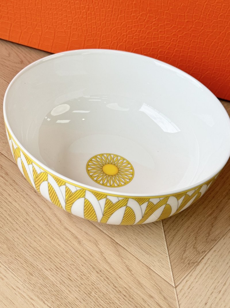 Hermès Paris Gold & White Ceramic Soup Bowl view