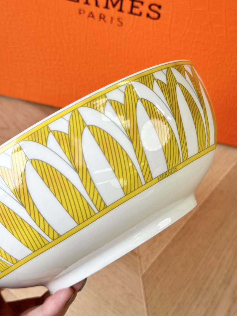 Hermès Paris Gold & White Ceramic Soup Bowl view