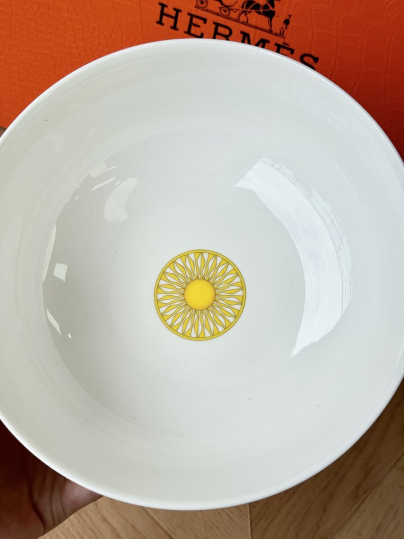Hermès Paris Gold & White Ceramic Soup Bowl view