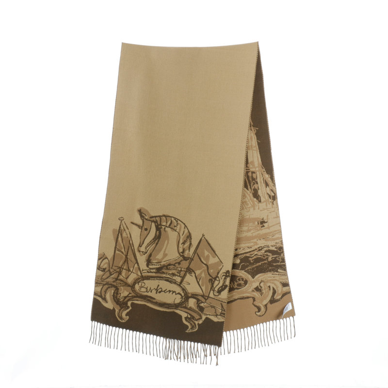 Burberry Knight Horse Cashmere Scarf Beige view