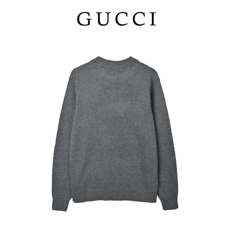 Gucci Interlocking G Red Web Grey Crewneck Sweater view