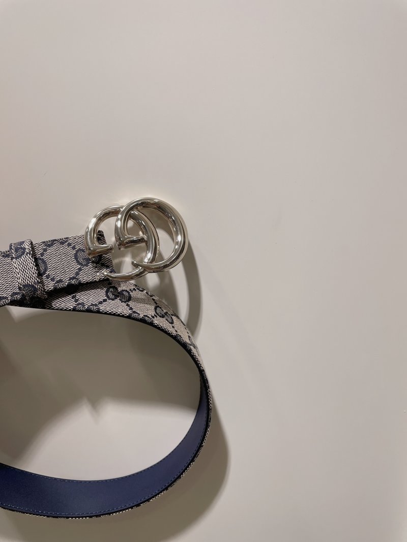 Gucci GG Marmont Narrow Blue Flower Belt view