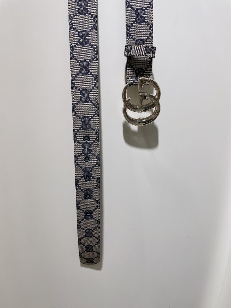 Gucci GG Marmont Narrow Blue Flower Belt view