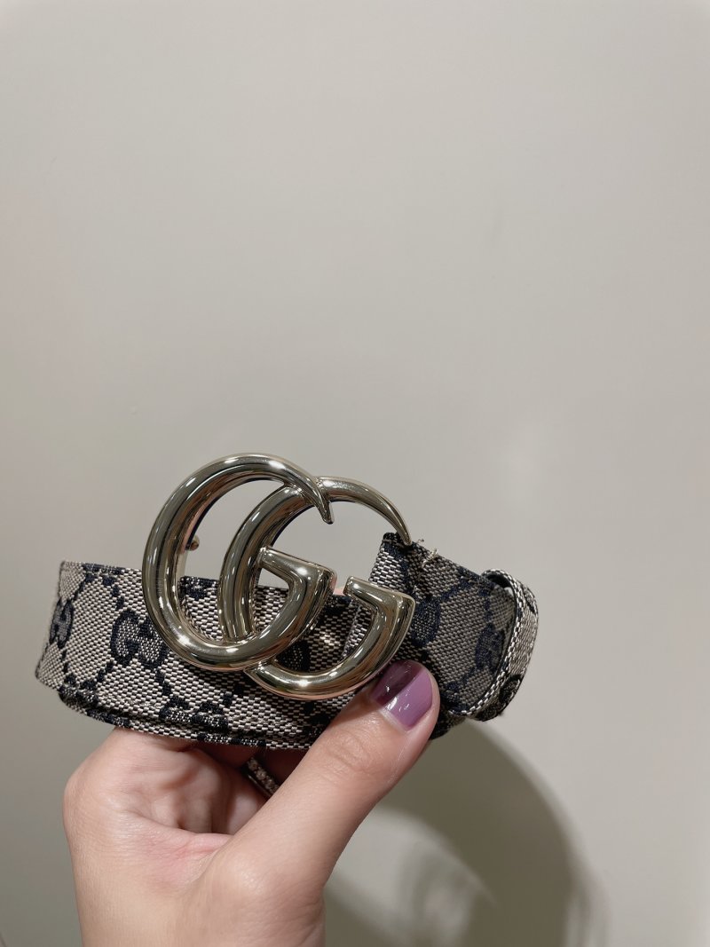 Gucci GG Marmont Narrow Blue Flower Belt view