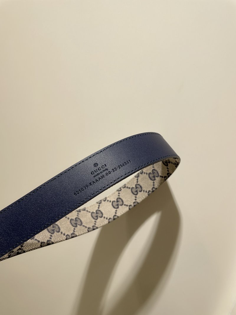 Gucci GG Marmont Narrow Blue Flower Belt view