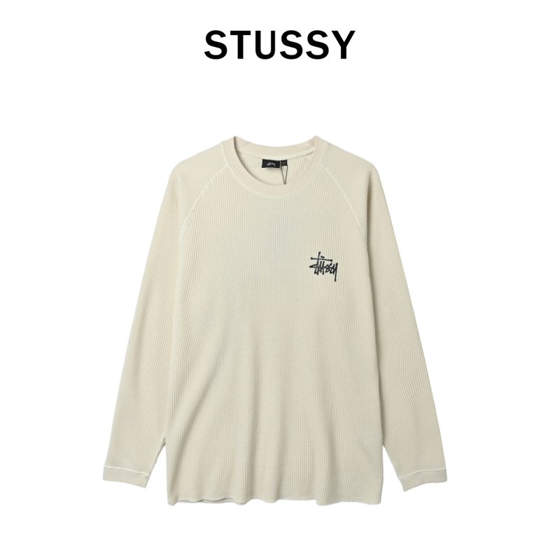 Stüssy Cream Ribbed Long Sleeve Graphic Tee view