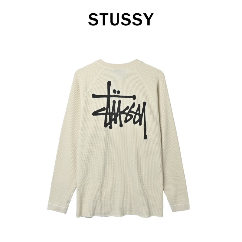 Stüssy Cream Ribbed Long Sleeve Graphic Tee view