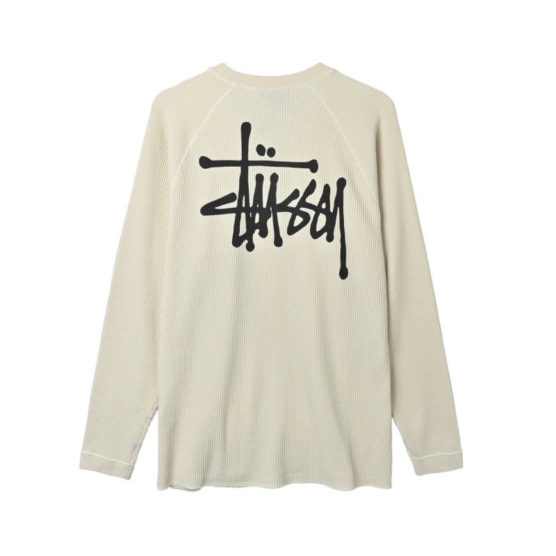 Stüssy Cream Ribbed Long Sleeve Graphic Tee view