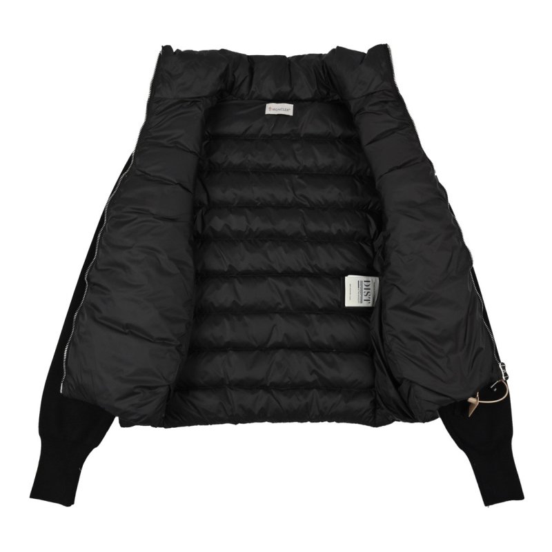 Moncler Black Quilted Down Puffer Jacket with Knit Sleeves view