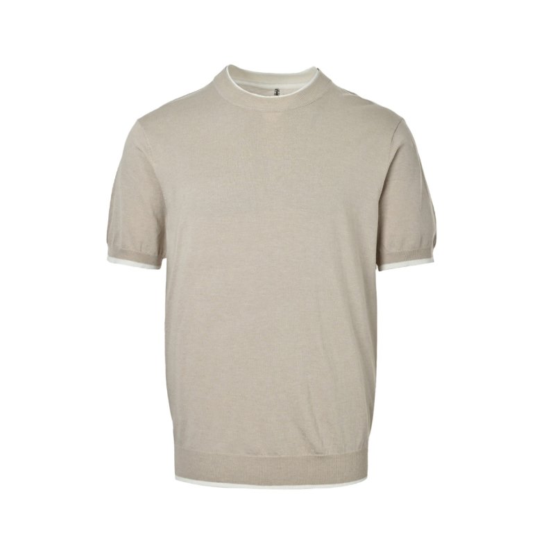Charcoal Grey Crew Neck T-Shirt with White Trim view