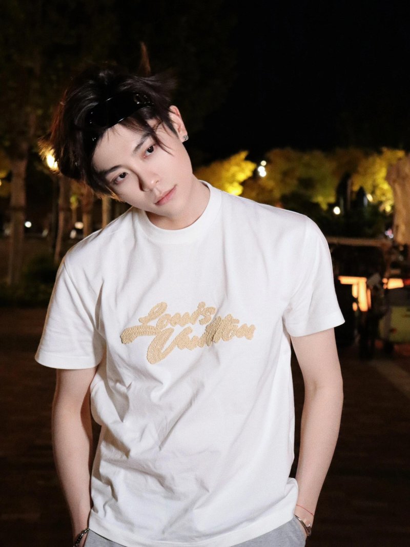 White Short Sleeve T-Shirt with Gold Embroidered Logo view