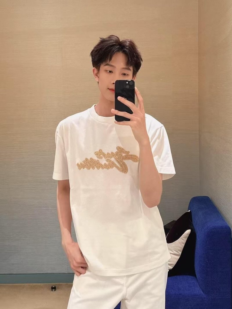 White Short Sleeve T-Shirt with Gold Embroidered Logo view