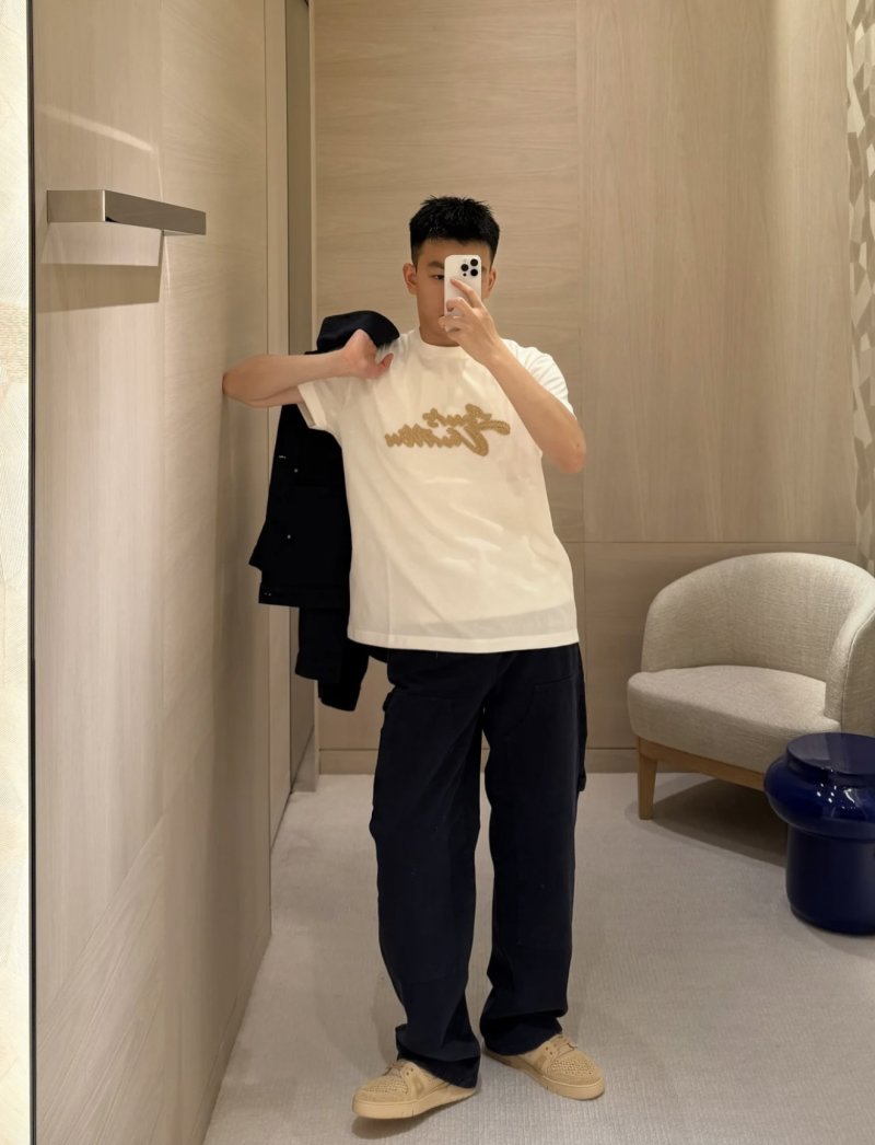 White Short Sleeve T-Shirt with Gold Embroidered Logo view