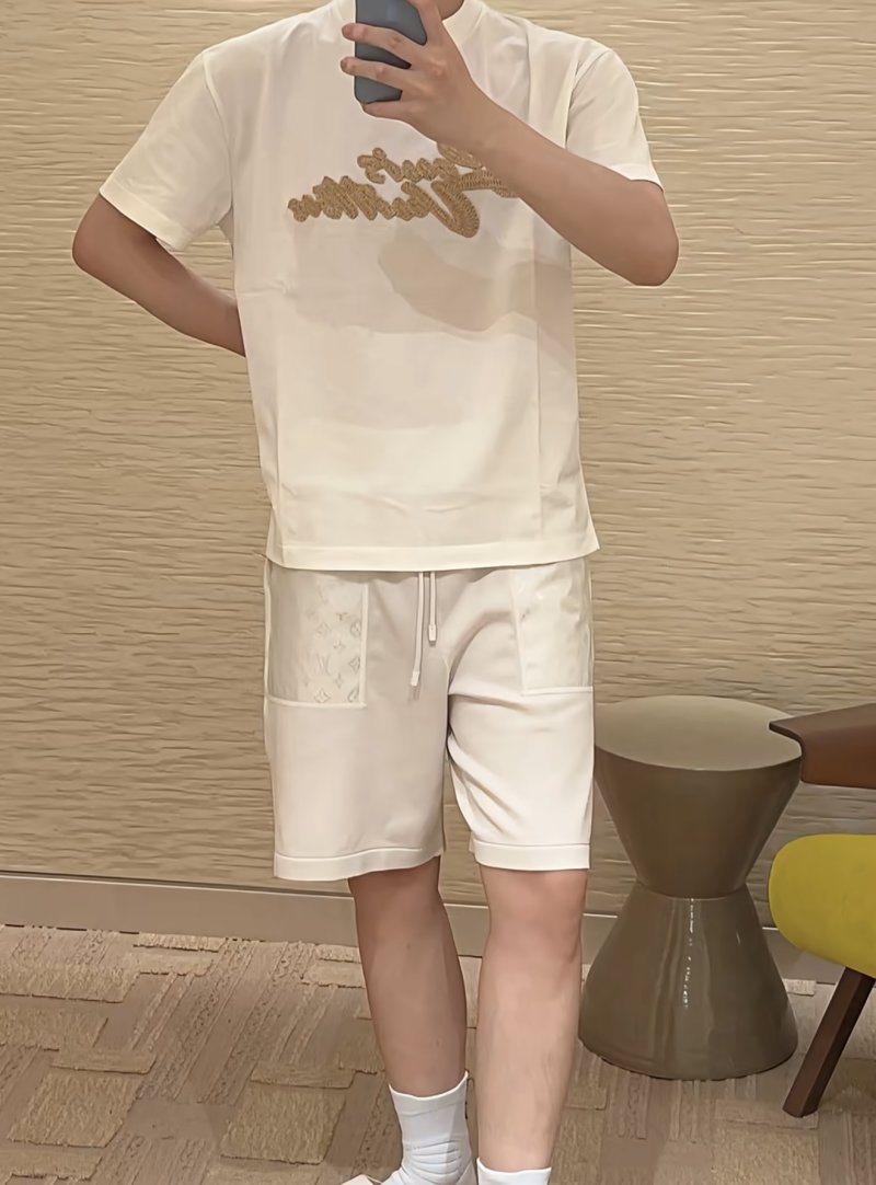 White Short Sleeve T-Shirt with Gold Embroidered Logo view