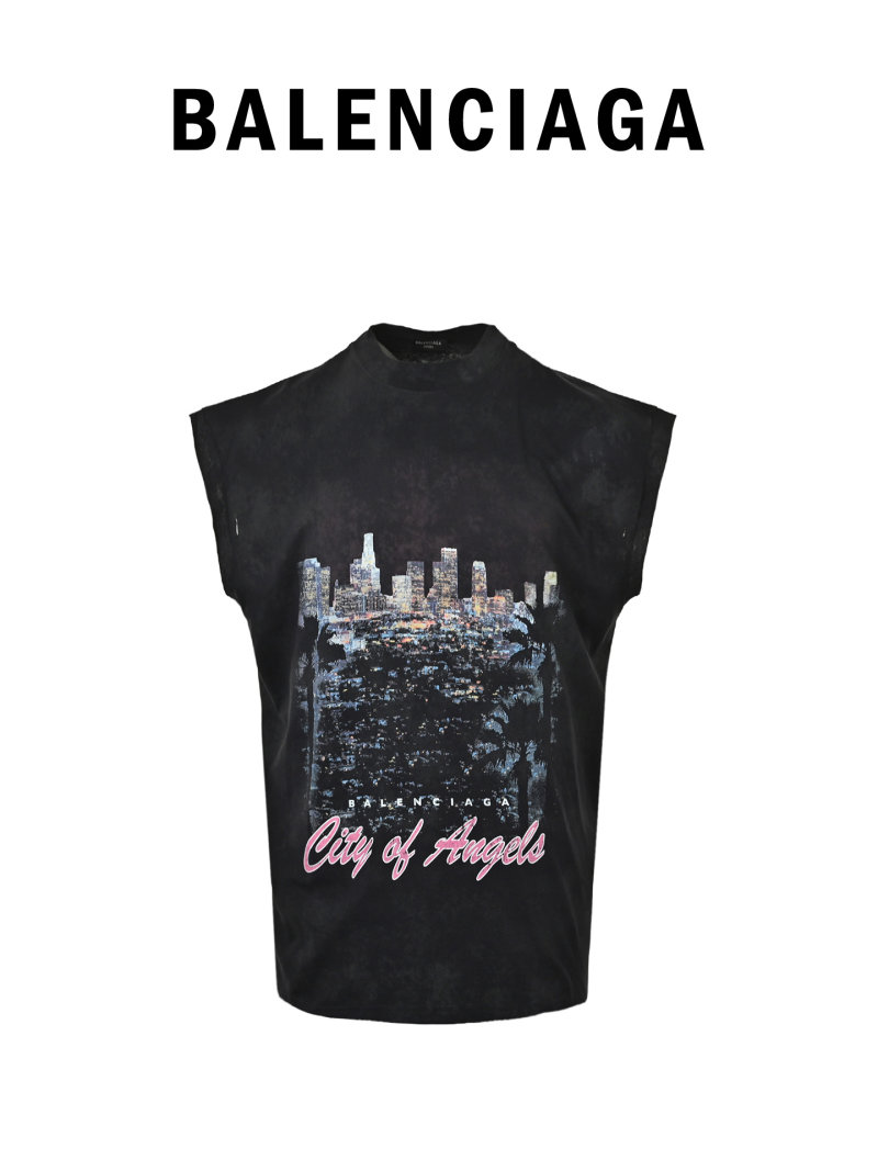 Black Cityscape Graphic Print Sleeveless T-Shirt view