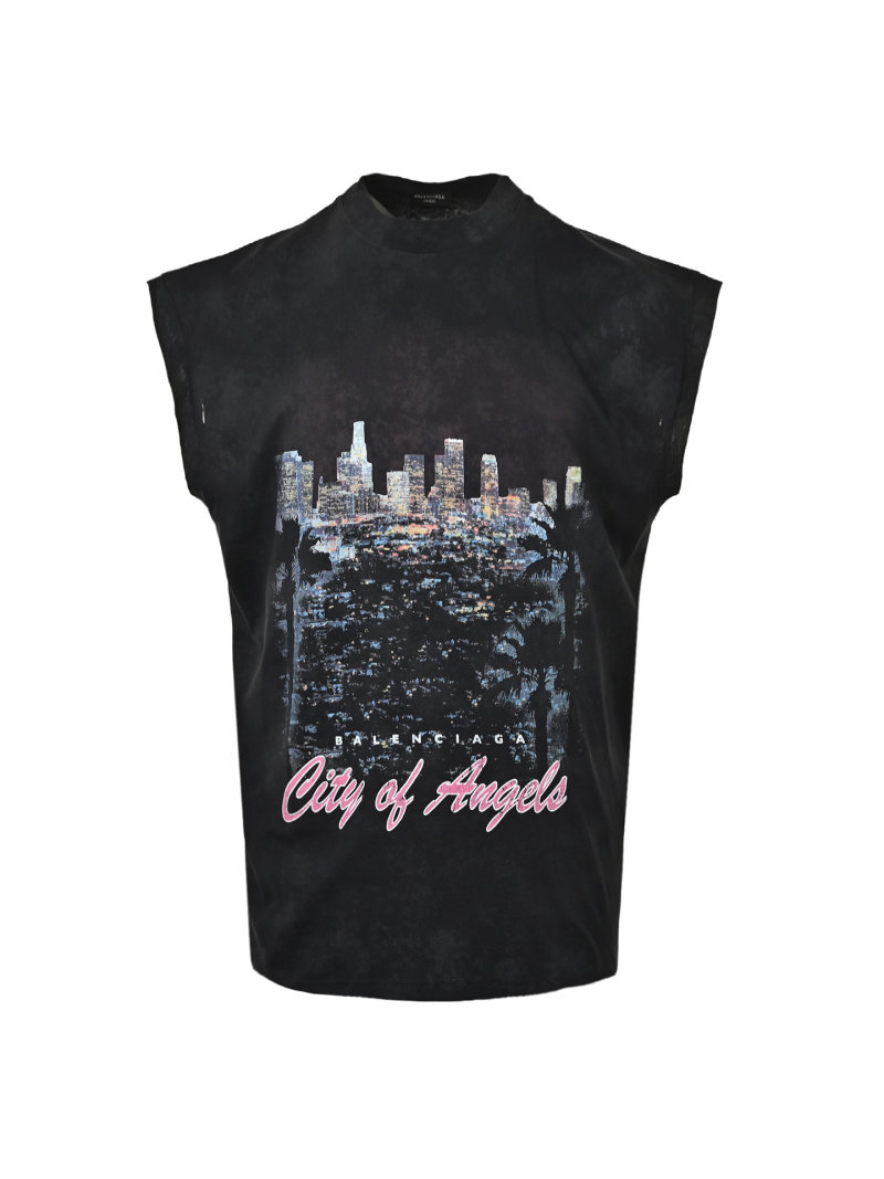 Black Cityscape Graphic Print Sleeveless T-Shirt view
