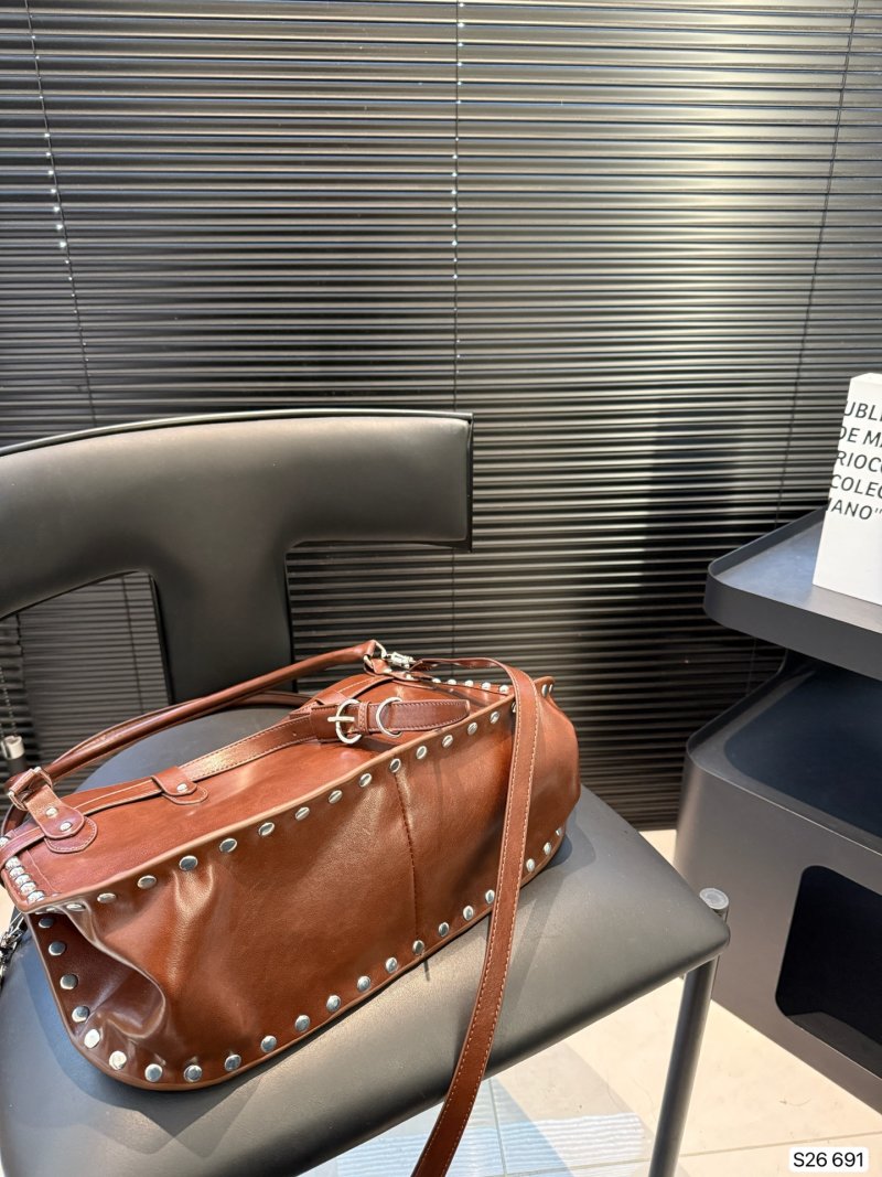 Miu Miu Cognac Studded Leather Tote Bag view