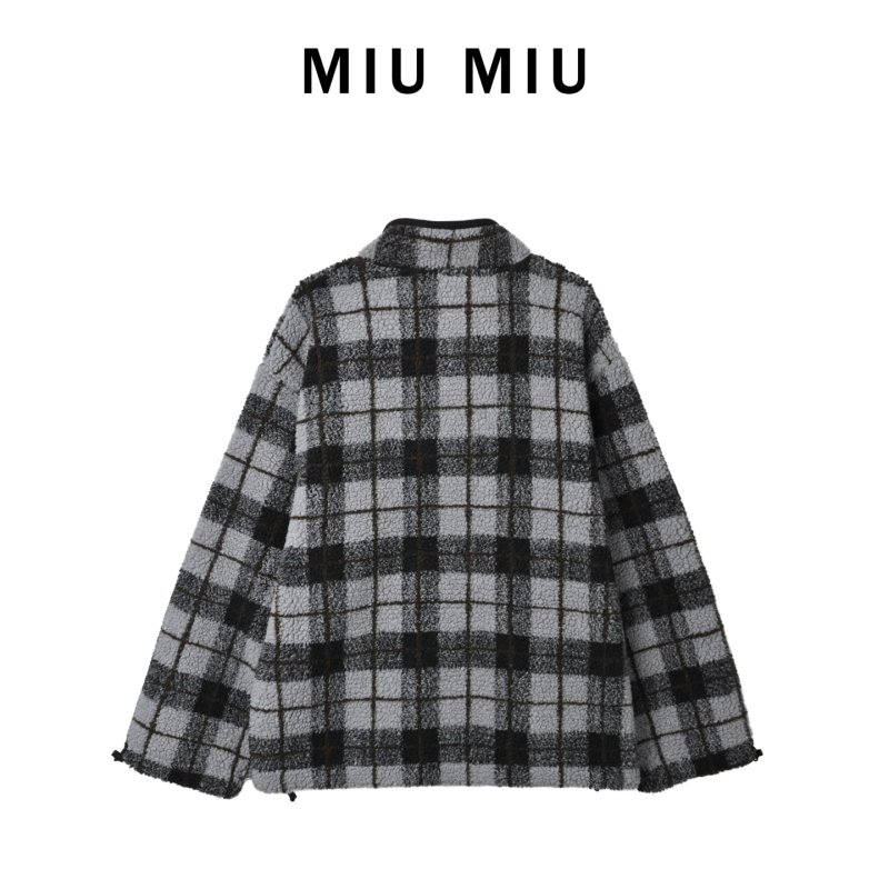 Miu Miu Black & Grey Plaid Wool Jacket view