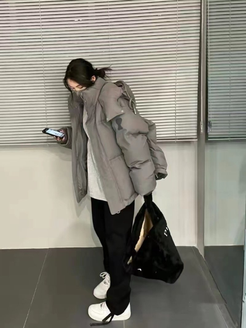 Oversized Puffer Down Jacket - Grey