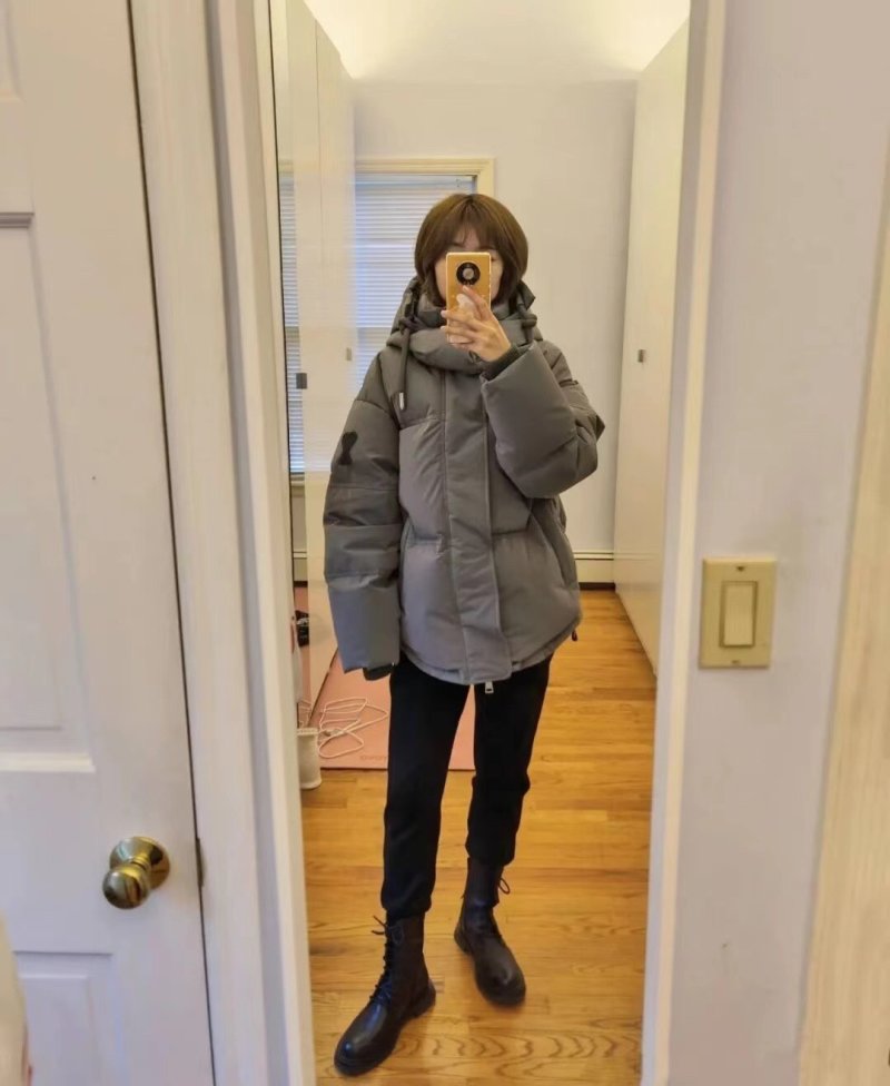 Oversized Puffer Down Jacket - Grey view