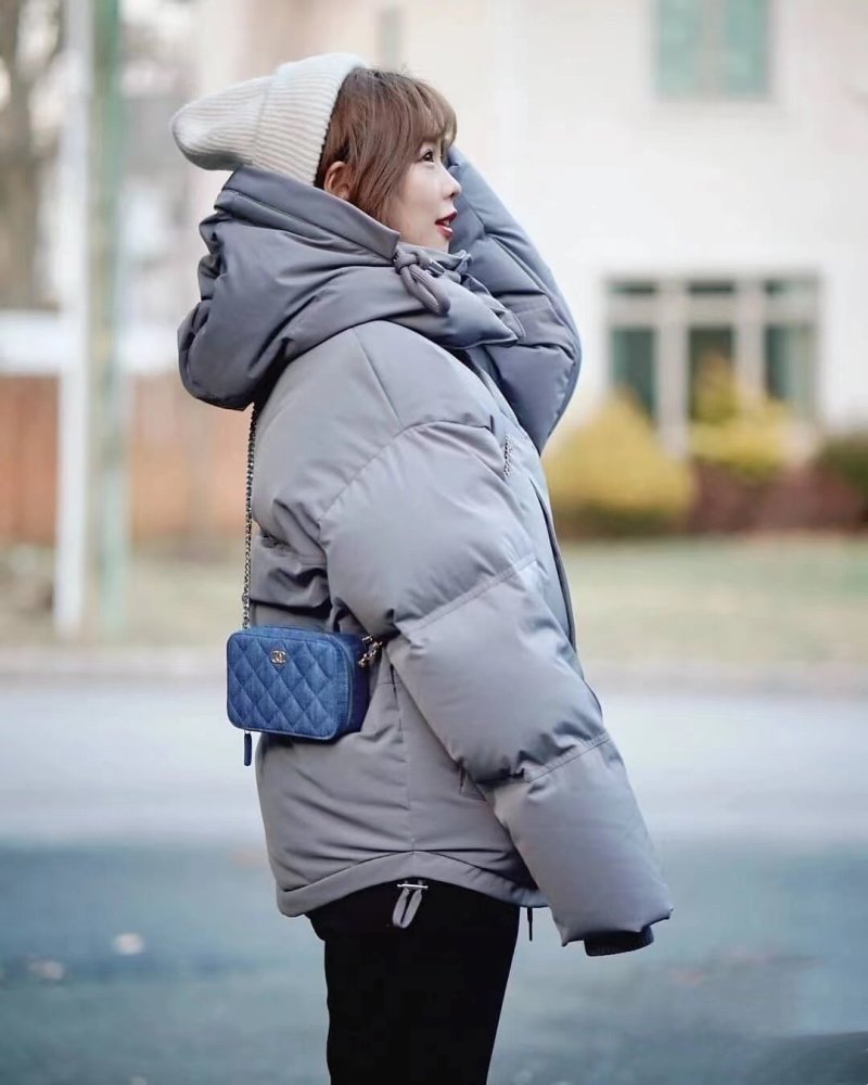 Oversized Puffer Down Jacket - Grey view