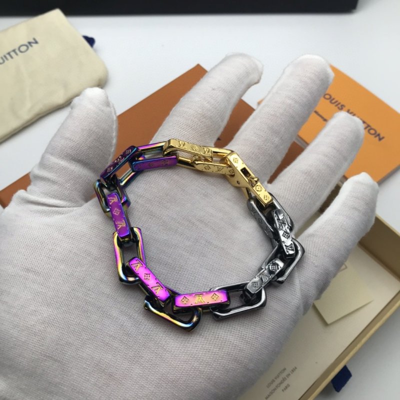 Louis Vuitton Monogram Iridescent Chain Bracelet Gold