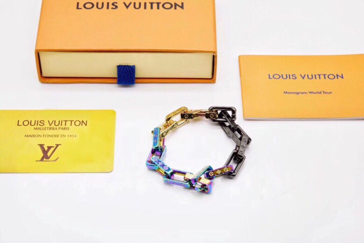 Louis Vuitton Monogram Iridescent Chain Bracelet Gold view