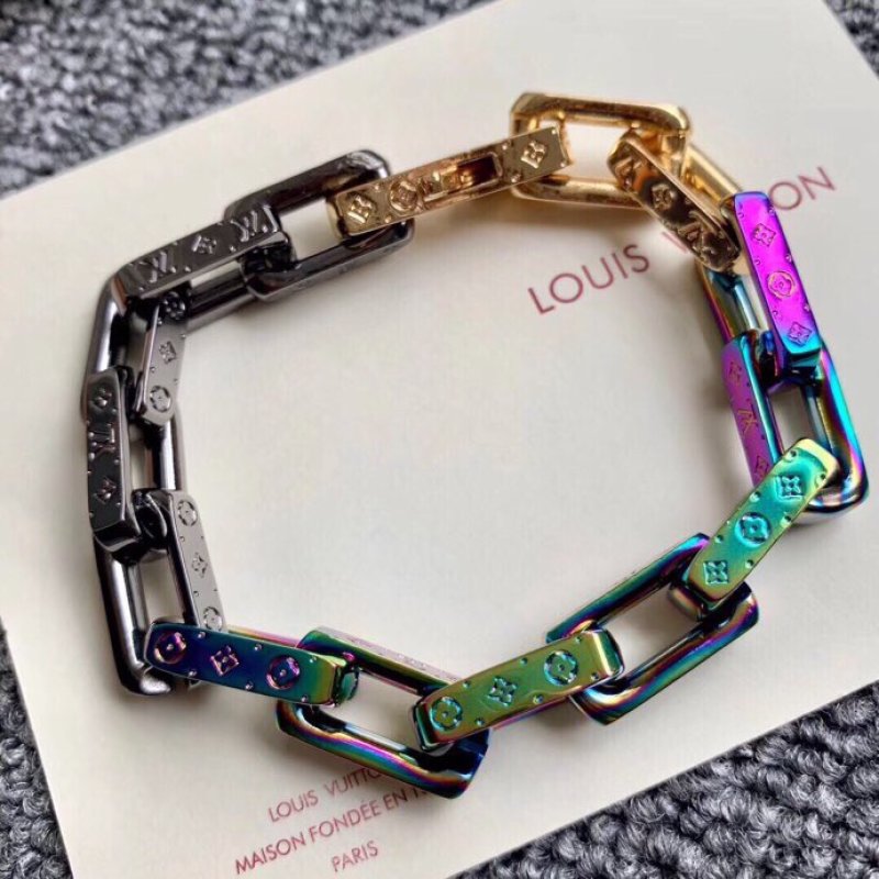 Louis Vuitton Monogram Iridescent Chain Bracelet Gold view