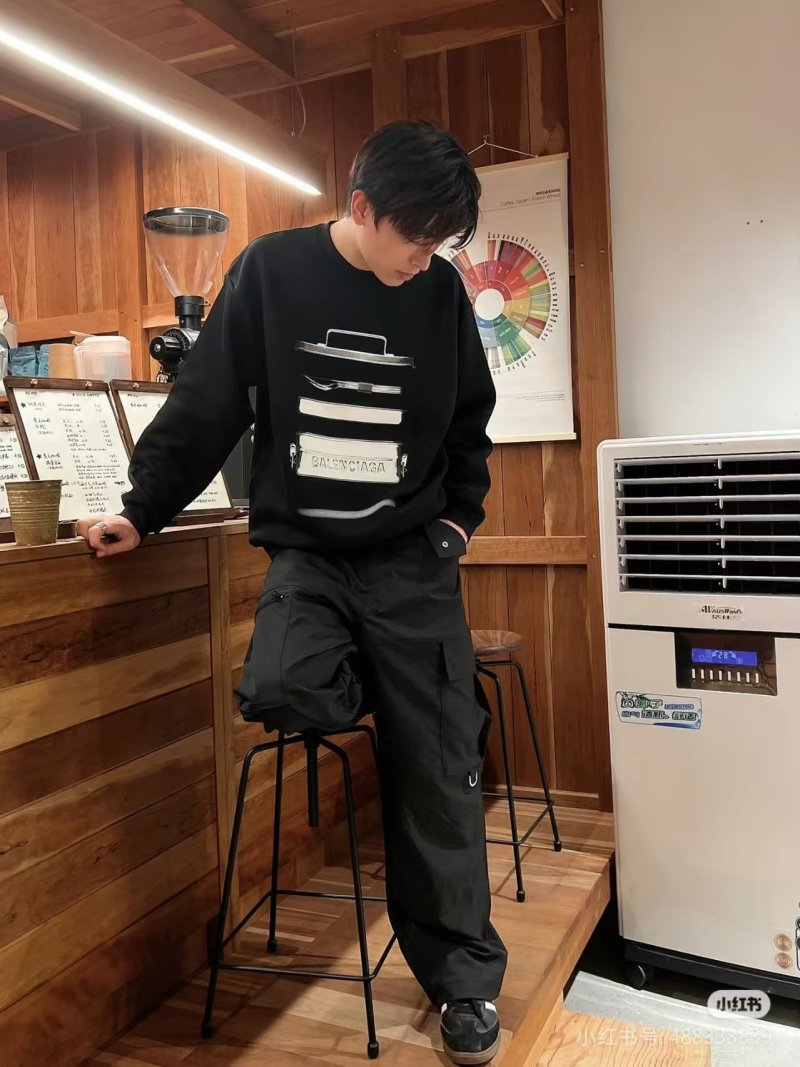 Balenciaga Black Graphic Logo Hoodie view