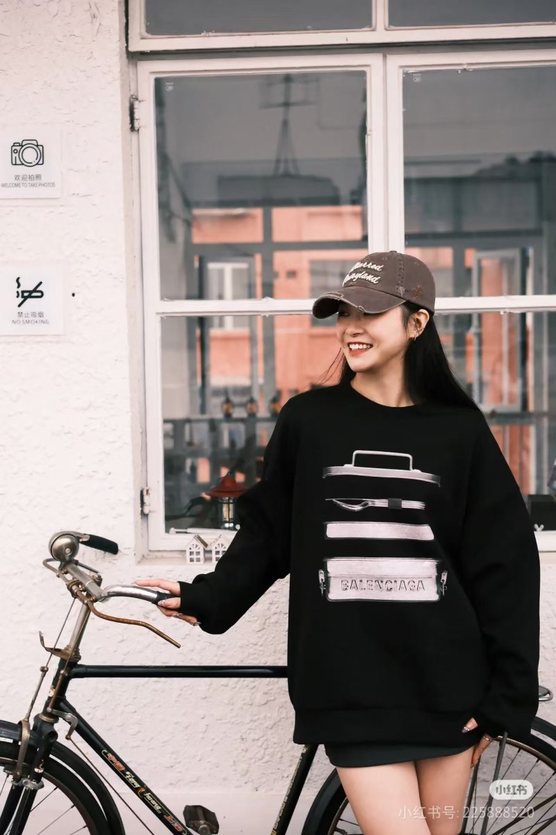 Balenciaga Black Graphic Logo Hoodie view