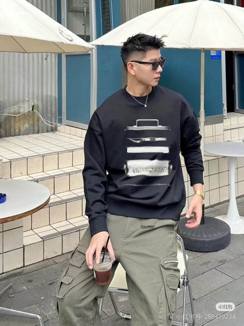 Balenciaga Black Graphic Logo Hoodie view