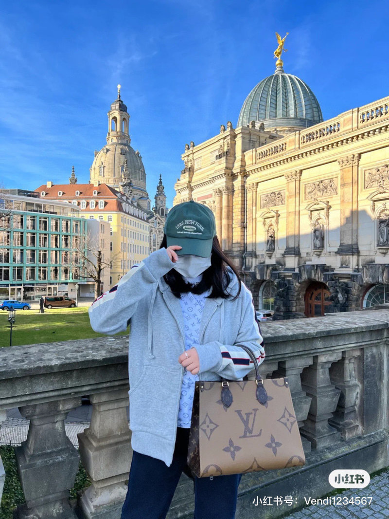 Louis Vuitton OnTheGo Monogram Canvas Tote Bag - Beige view