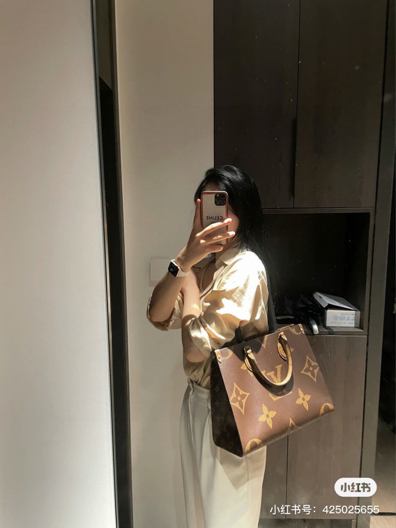 Louis Vuitton OnTheGo Monogram Canvas Tote Bag - Beige view