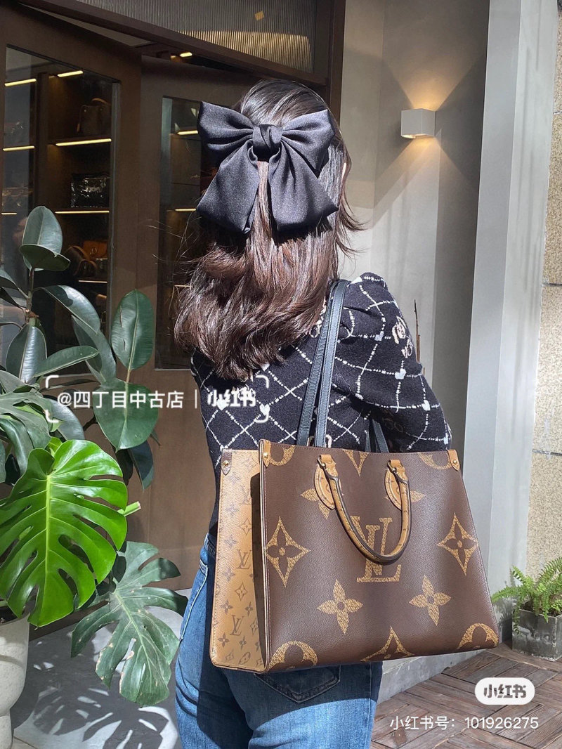Louis Vuitton OnTheGo Monogram Canvas Tote Bag - Beige view