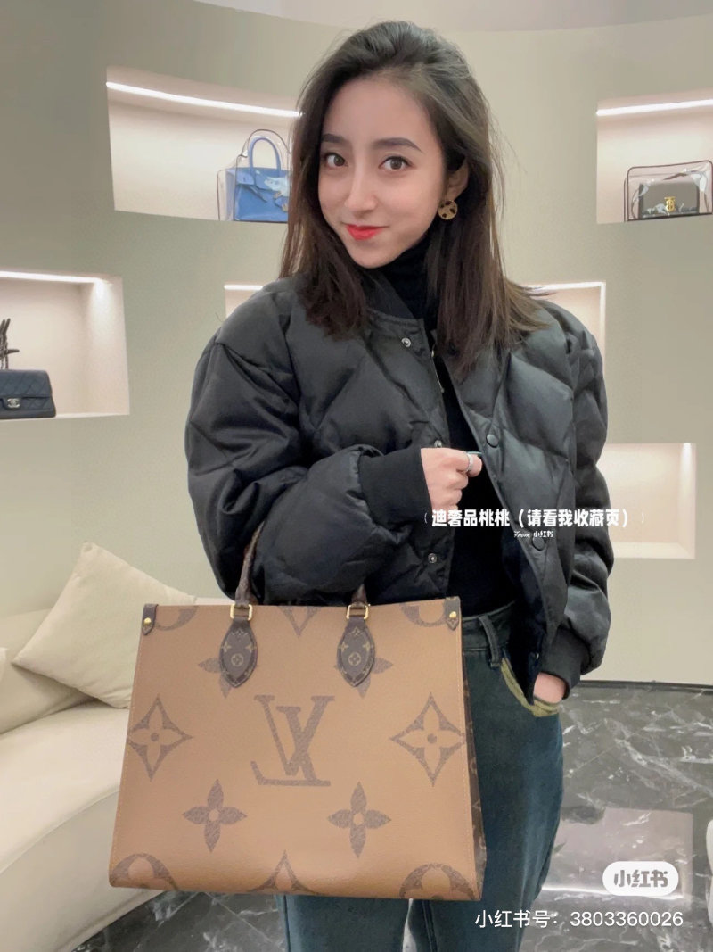 Louis Vuitton OnTheGo Monogram Canvas Tote Bag - Beige view