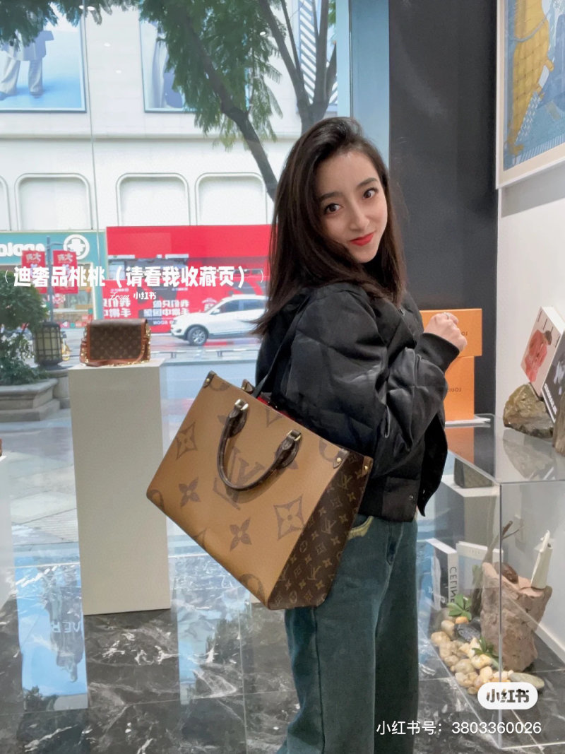 Louis Vuitton OnTheGo Monogram Canvas Tote Bag - Beige view