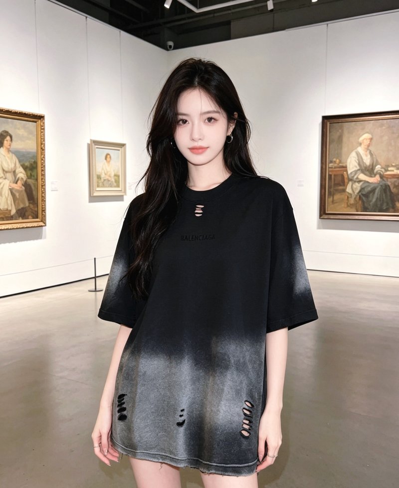 Balenciaga Black Distressed Oversized T-Shirt