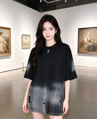 Balenciaga Black Distressed Oversized T-Shirt