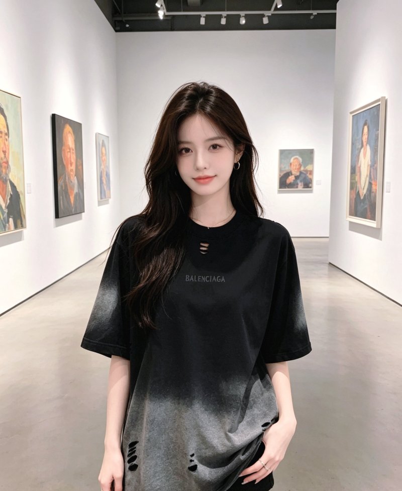 Balenciaga Black Distressed Oversized T-Shirt view