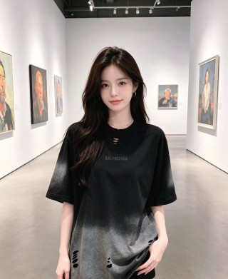 Balenciaga Black Distressed Oversized T-Shirt view 2