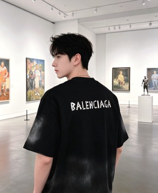 Balenciaga Black Distressed Oversized T-Shirt view 3