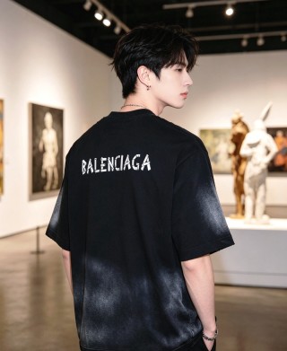 Balenciaga Black Distressed Oversized T-Shirt view 4