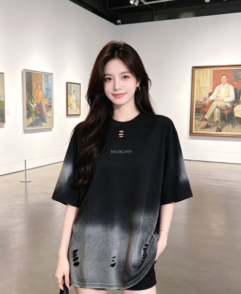 Balenciaga Black Distressed Oversized T-Shirt view