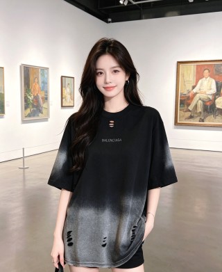 Balenciaga Black Distressed Oversized T-Shirt view 6
