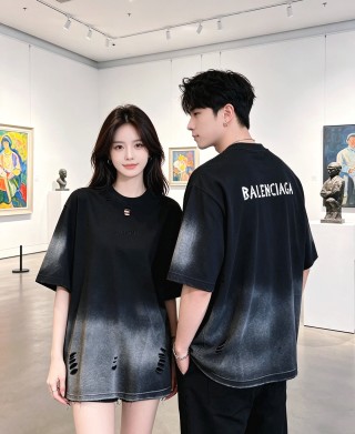 Balenciaga Black Distressed Oversized T-Shirt view 7